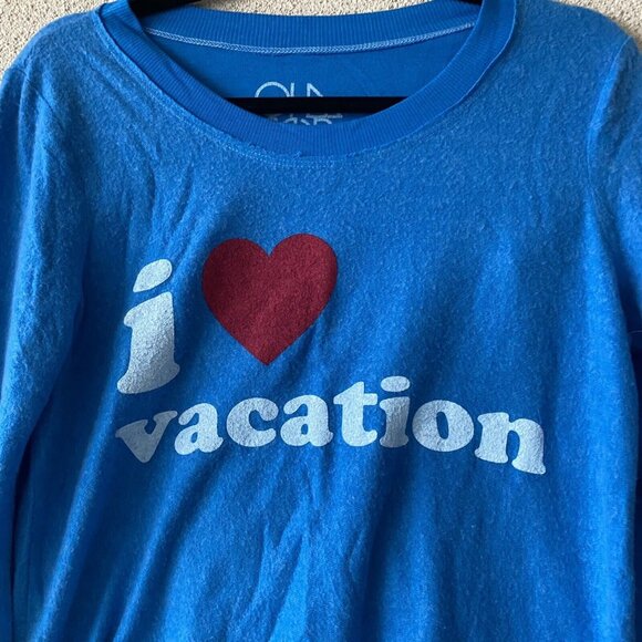 Chaser Revolve Womens Sweatshirt Blue Fuzzy I Heart Vacation Love Pullover Small - Picture 5 of 11